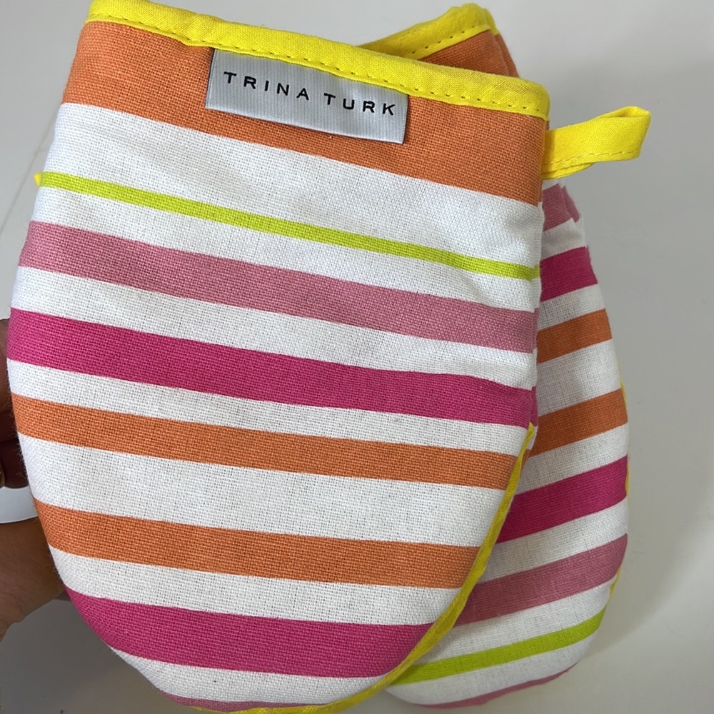 Trina Turk Set of 2 Mini Oven Mitte Surfboard Stripes